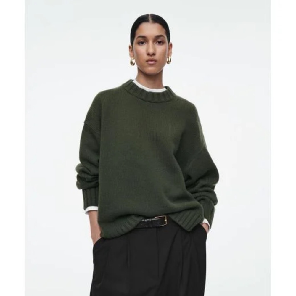 COS Olive Green Chunky Cashmere Sweater